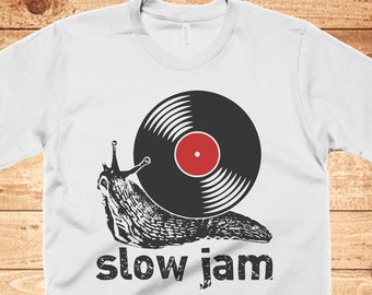 Slow Jam Shirt, Vintage Music Tees, Funny Snail Tshirt, Mens, Womens, Kids Shirts