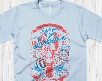 Vintage Lobster T-Shirt, Retro Shirt, Nautical Shirt, Mens Lobster Tshirt, Womens Lobster Shirt, Lobster Print