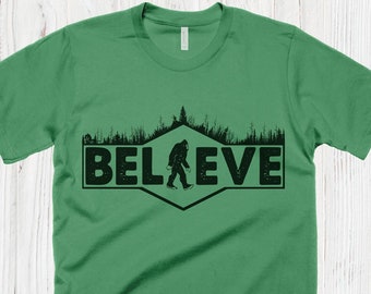 Believe in Bigfoot T-Shirt Funny Sasquatch Yeti Giant Bear Shirt Camping Tshirt