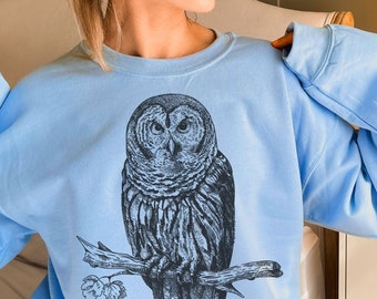 Owl Sweatshirt Women Sweatshirt Owl Gift Owl Lover Sweatshirts for Women Owl Gifts for Women Great Grey Owl Romper Oversized Pullover Owls