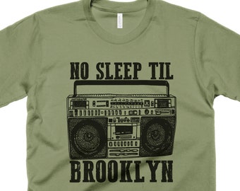 No Sleep Til Brooklyn T Shirt Radio Shirt Old School Boombox Graphic Tee Vintage Music Shirts Novelty Gifts Rap Shirt
