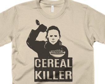 Michael Myers T-Shirt Funny Cereal Killer Foodie Shirt Halloween Gifts for Him Womens Michael Myers Horror Shirt