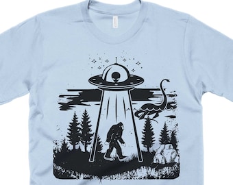 Funny Bigfoot Shirt, Weird Tshirt, Sasquatch Graphic Tee, Yeti Shirt, Lochness Monster Shirt, Ufo Shirt, Alien Shirt, Cool Shirt