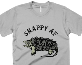 Snappy AF T-Shirt Alligator Snapping Turtle Shirt Turtle Lover Gifts for Him Swamp Creature Mens Funny Turtle Tee Shirt