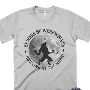 Beware Of Werewolves T-Shirt Howling at the Moon Halloween Shirt Wolfman Retro Vintage Mens Werewolf Shirt Wolf Graphic Tee