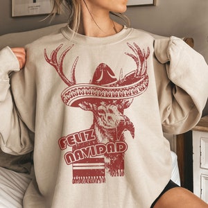 Funny Christmas Sweater Womens Christmas Sweatshirt Feliz Navidad Sweater Funny Christmas Gifts for Her Christmas Clothing for Men