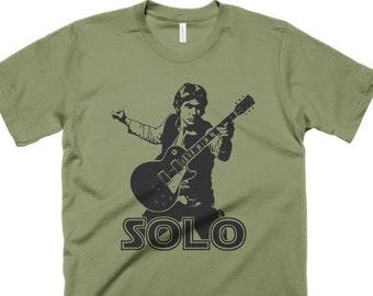 Han Solo Guitar T-Shirt Funny Guitarist Gift Mens Womens Music Shirts Band Graphic Tee Vintage 80s Rock n Roll Guitar Shirts