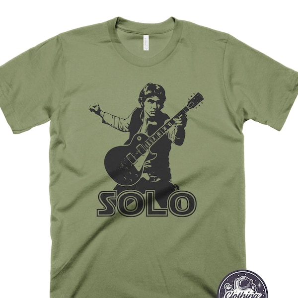 Han Solo Guitar T-Shirt Funny Guitarist Gift Mens Womens Music Shirts Band Graphic Tee Vintage 80s Rock n Roll Guitar Shirts