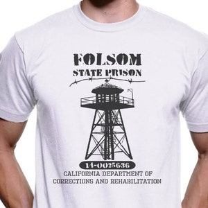 Folsom State Prison T Shirt Mens T Shirts Mens Shirt Prison Jail Halloween Costume Funny Novelty Gift T Shirt Womens Graphic Tees image 1