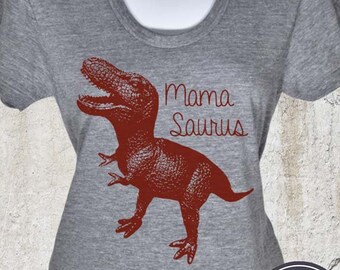 Maglietta con grafica Mamasaurus / Maglietta da mamma dinosauro, tessuto tri-blend da donna