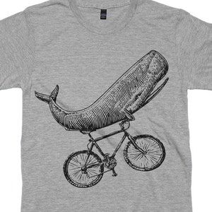 Camiseta con ballena en bicicleta / Camiseta con estampado divertido