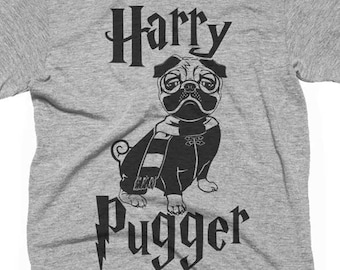 Harry Pugger T-Shirt, Funny Pug Shirt, Mens, Womens, Kids, Tank Top, Sweatshirt, Hoodie