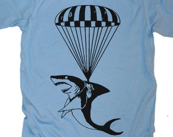 Shark Paratrooper T Shirt tee - Shark Week Shirts - Sharks Mens T Shirts Womens Graphic Tees Kids Tshirt Vintage T shirt Beach Ocean Gift