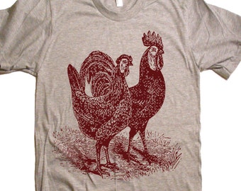 Rooster Chicken Farm Country T Shirt tee - Chickens Chick Gift Idea Present - Novelty Gifts Present - Mens Womens Tee Shirts - Graphic Tees
