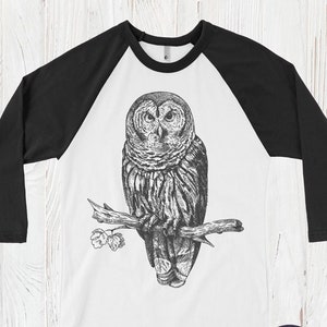 Owl Tshirt Great Grey Owl Shirt Owl Gift for Him Gift for her Owl Tee Owl Art Print Mens T-shirt Owl Lover Cool Owl GIfts