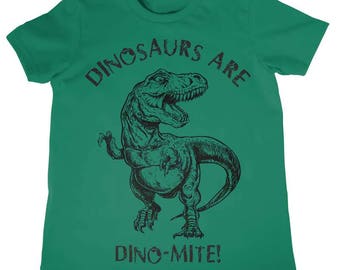 Kids Dinosaurs Are Dinomite Funny T-Rex  T Shirt - Kids Dinosaur Birthday Shirts - Childrens T shirts  - Funny Tees T shirts - Dinosaur