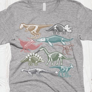 Dinosaur TShirt Vintage Bones Shirt Mens Womens Kids Clothing Prehistoric Graphic Tee Gifts image 1