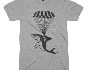 Shark Paratrooper T-Shirt, Mens, Womens, Kids Shark Shirt