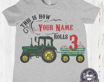 Personalised 4 Tractor Birthday Top Fourth Birthday T-shirt Custom Farm Cars