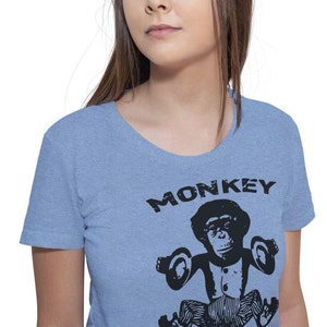 Womens Monkey Business T-shirt - Music Monkey Shirt - Chimpanzee Tee- Gift - Funny Tshirt - S M L Xl 2X