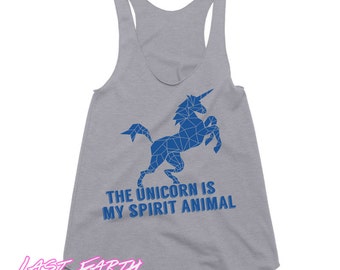 Einhorn-Tanktop mit Racerback-Rücken und Tiermotiv – Lustiges Trainingsshirt