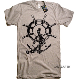 Anchor and Ship Wheel T-Shirt - mens American Apparel Tshirt - S M L Xl 2X (15 Color Options)
