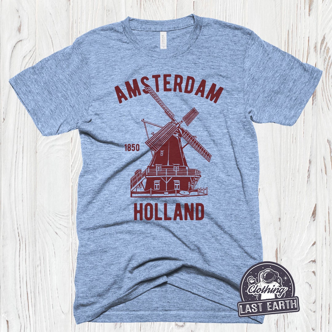 Camiseta Vintage De Amsterdam Holanda - Estampado Gráfico Con Escudo, Bandera Y Temática Retro