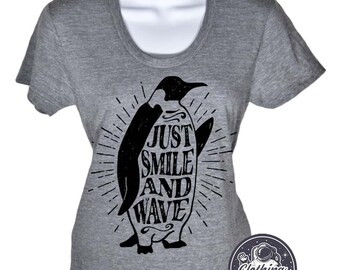 Just Smile Penguin T-Shirt, Funny Graphic Tee