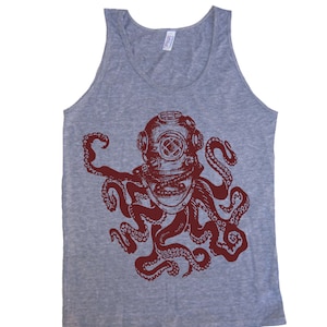 Tiefsee OCTOPUS Taucher Herren Unisex Tank Druck Kunst Lauf Tanktop Herren Tank Top Fitnessstudio Tank Workout Tank für Frauen Männer Neuheit Geschenk Geburtstag