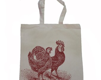 Rooster And Hen - Canvas Tote Bag