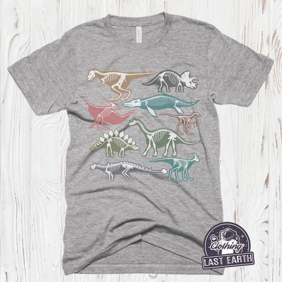 Dinosaur TShirt Vintage Bones Shirt Mens Womens Kids Clothing Prehistoric Graphic Tee Gifts