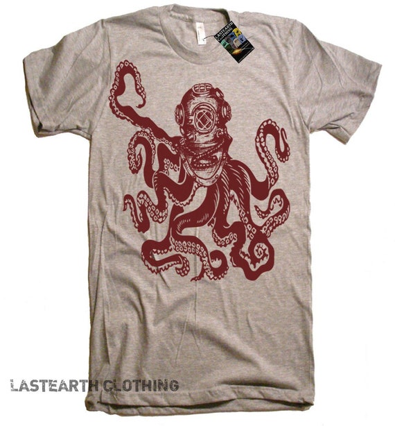 T shirt da uomo Octopus camicia da subacqueo Octopus Deep Sea regali da spiaggia per lui maglietta oceanica camicia nautica camicia amante della spiaggia camicia da surf da uomo Etsy Italia