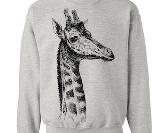 Giraffe Fleece Sweatshirt, Unisex Pullover Sweater, Animal Illustrations, Gifts For Giraffe Lovers, Cute Giraffe Sweatshirt