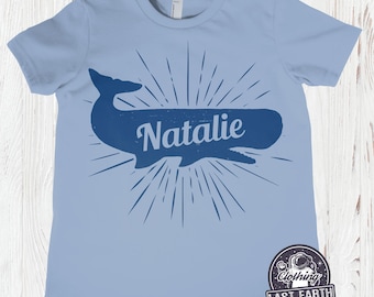 Gepersonaliseerd walvis verjaardagsshirt, nautisch kindershirt