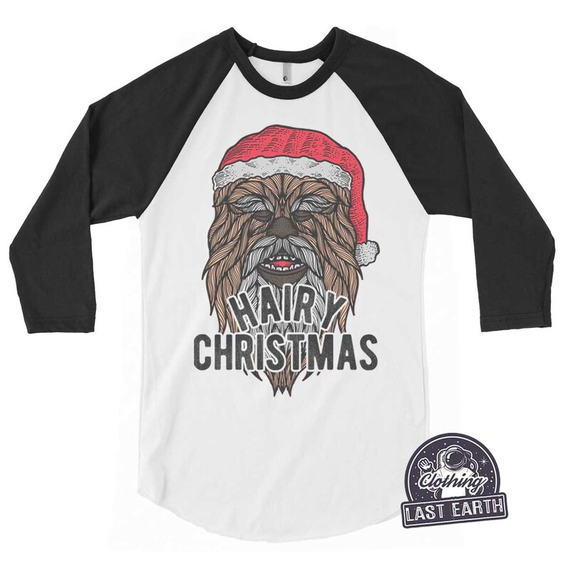 Hårig jul-T-shirt, rolig Chewbacca jultröja, luvtröja, tröja, herr, dam, barnpresenter, rolig sci fi-tröja med skägggåva bild 4