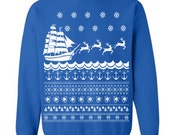 Nautical Ugly Christmas Sweater / Flex Fleece Pullover / Unisex Sweatshirt