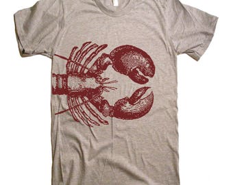 Lobster T Shirt, Ocean Print, Nautical Art, Mens Clothing