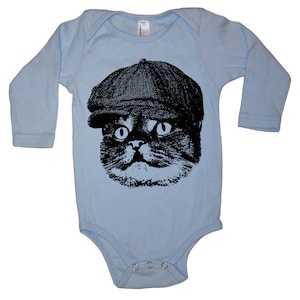 Baby Cat In A Hat Long Sleeve Baby Bodysuit Newborn Baby Shower Gift New Mom Gifts Baby Gift Cat Bodysuit Cats Baby Clothes image 1