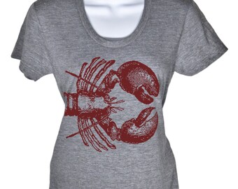 Womens Lobster T-Shirt - Nautical Shirt - Beach - Summer - S M L Xl (4 Color Options)