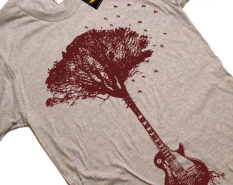 Guitar Tree of Life Graphic Tee - Music & Nature Art T-Shirt