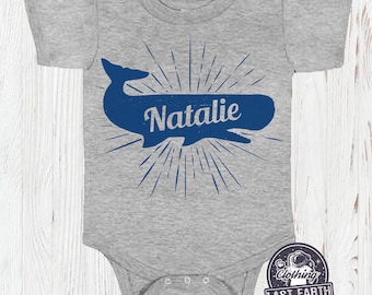 Gepersonaliseerd walvisshirt, nautisch verjaardagsshirt, baby- en peuterkleding