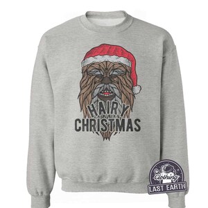 Hårig jul-T-shirt, rolig Chewbacca jultröja, luvtröja, tröja, herr, dam, barnpresenter, rolig sci fi-tröja med skägggåva bild 2