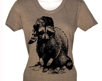 Womens Bad Raccoon Tee - Raccoon T-shirt - Woodland Shirt - Camping Tee - Gift - S M L Xl 2X