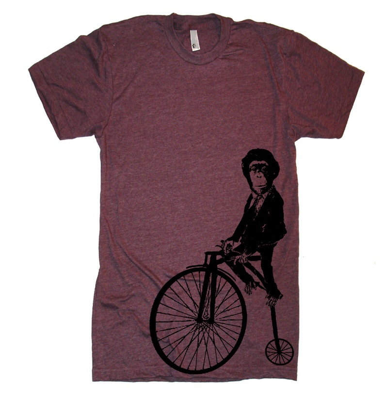 Monkey on a Bike T Shirt Vintage Circus Monkey Tshirt Mens Shirt Womens Graphic Tees Funny Shirts Funny Novelty Present image 3