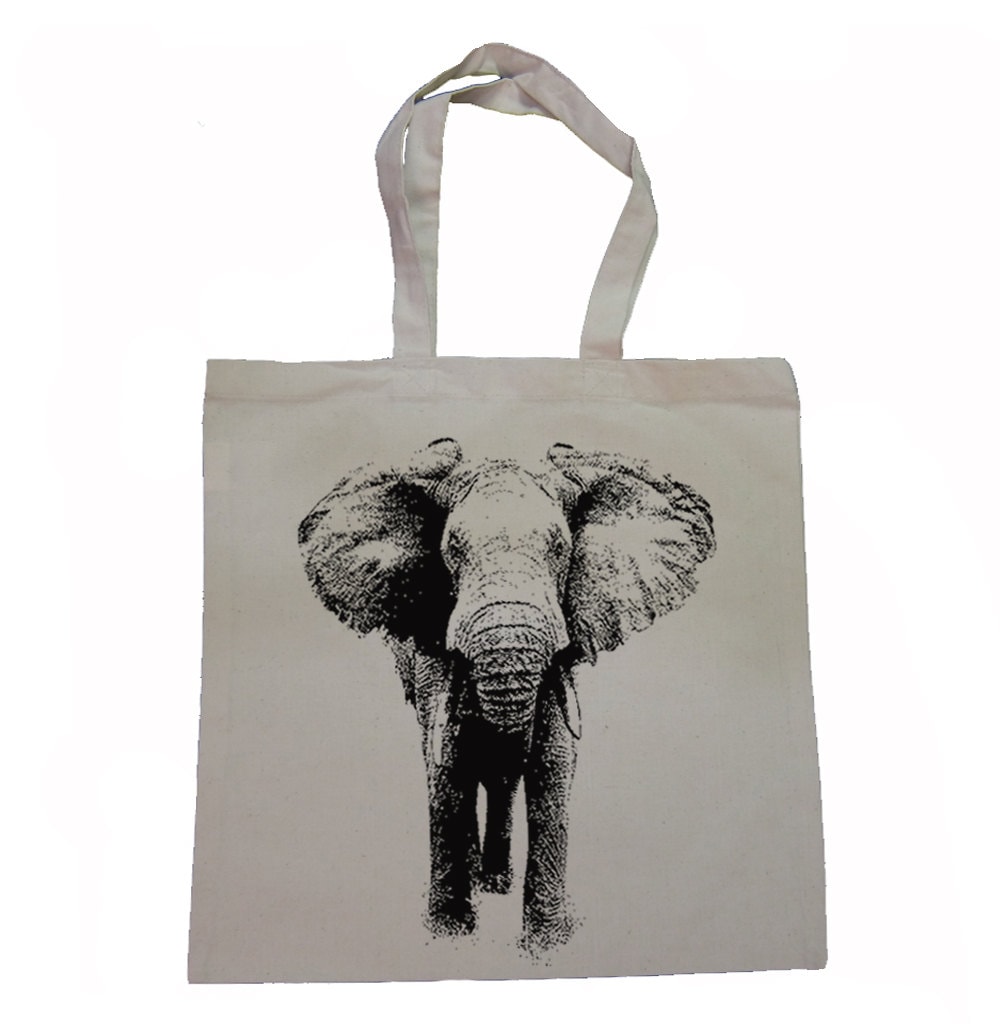 mojocamar Animal Bag Elephant トートバッグ Elephant Tote Bag - Cotton Canvas Tote Bag Print Original Artwork
