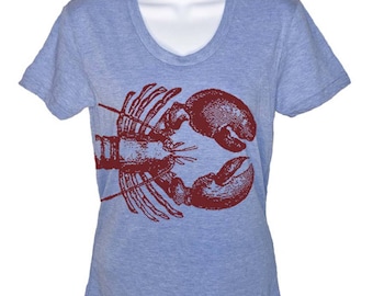 Women's Lobster Graphic Tee - Nautical Ocean Print T-Shirt