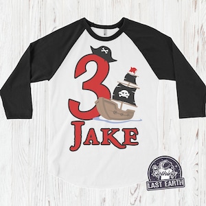 Pirate Birthday Shirt Personalized Name and Age Shirts Pirate Ship Shirt 1st Birthday 2nd Birthday 3rd Birthday 4th Birthday 5th Birthday