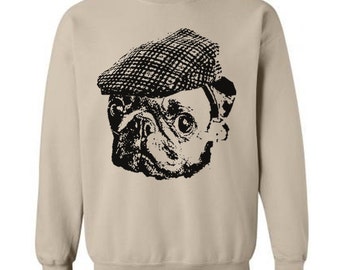 Pug Hooligan Sweater Flex Fleece Pullover Classic Sweatshirt - S M L Xl and Xxl (Color Options)
