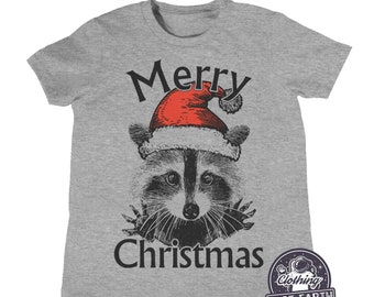 Camiseta navideña de mapache para niños, camisetas divertidas a juego para toda la familia.