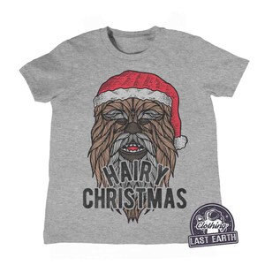 Hårig jul-T-shirt, rolig Chewbacca jultröja, luvtröja, tröja, herr, dam, barnpresenter, rolig sci fi-tröja med skägggåva bild 3